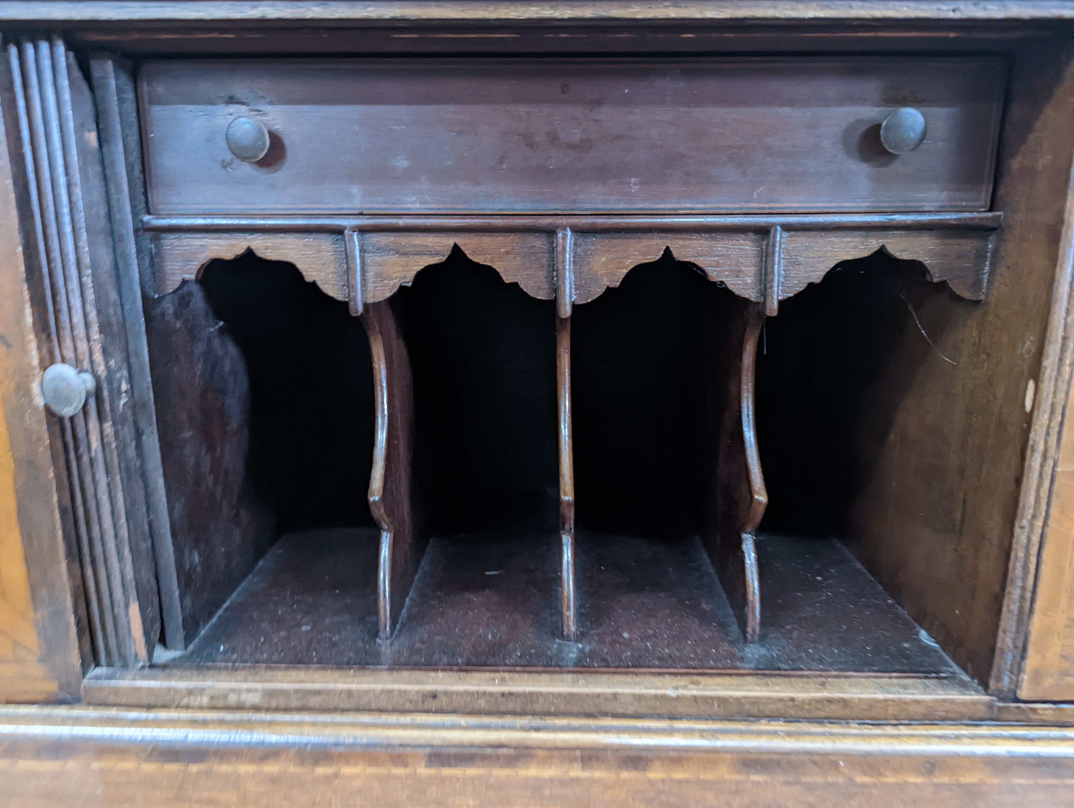 An Edwardian George III design mahogany secretaire bookcase, length 90cm, depth 51cm, height 187cm